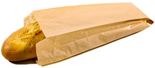 100 Bolsas bocadillo grandes (31x15cm). Bolsa papel kraft marrón para bocata pan baguette almuerzo bolleria pasteleria desayuno merienda chuches galletas fruta cumpleaños regalo boda (31x15cm 100uds)