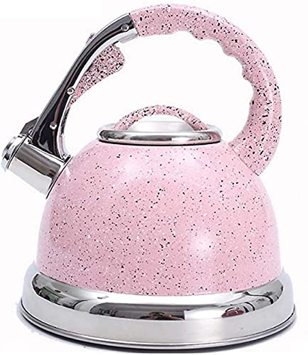 SPELAX Whistling Kettle for Electric Hob 3.5L Whistling Pink Kettle Stainless Steel Water Kettle Gas Stove Induction Cooker Teapot with Anti-Scald Handle Stove Top Whistling Kettle (Pink)