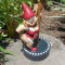 Lustige Frau tanzender Zwerg, Pole Dance Gartenzwerge, lustige Statue für den Innen- und Außenbereich, kreative Figur, Dekoration für Terrasse, Rasen, Garten, Hof, Kunst (Rot)