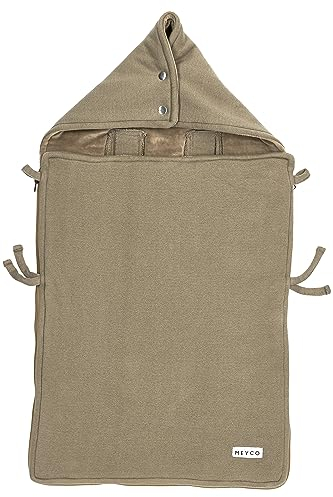 Meyco Baby Knit Basic Fußsack für den Autositz (bequem und warm, kompatibel mit Autositz der Gruppe 0, maschinenwaschbar, aus 100% Baumwolle, Größe: 40 x 82 cm), Taupe