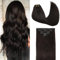 GOO GOO Clip in Extensions Echthaar, Echthaar Extensions Clip, 35cm 120g 7pcs, Extensions Echthaar, Haarverlängerung Echthaar, 2 Dunkelbraun