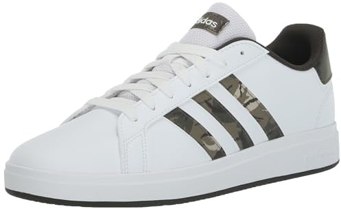 adidas Questar Flow Unisex Running Shoe, White/Olive Strata/Shadow Olive, 19.0 cm