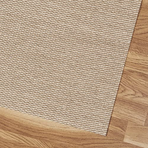 Alfombra Vinilica Premium con Ribete Lavable y Antideslizante, Alfombras de habitación PVC Resistentes de Alta Gama para Interior y Exterior, Alfombras Salon Estores Basic, Beige Lisa 140x200