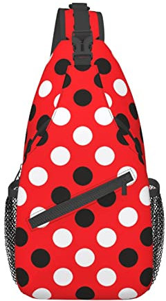 Rot-weiß Gepunktete rot-weiß Gepunktete Tasche, Umhängetasche für Damen und Herren, Brusttasche, Wandertasche für Camping, Radfahren, Reisen, Radfahren, diagonale Tasche