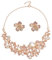 KONFEN Damen Hochzeit Schmuckset, Kristall Blume Halskette und Ohrringe Set, Hochzeitsschmuck Braut Brautjungfer Kostüm Schmuck Set Hohzeitschmuk für Frauen und Mädchen (Champagner Gold)