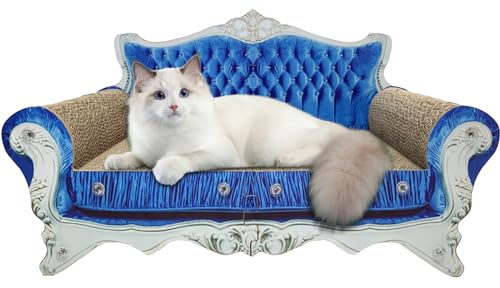 INRLKIT Luxus Karton Katzenkratzsofa Couch geformt Katzenkratzbrett Kratzlounge mit Katzenminze Kratzbaum für Indoor Katzen Kätzchen Kätzchen