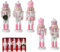 5pcs Wooden Nutcracker Ornaments, 12cm Mini Pink Puppet, Painted Hanging Pine Wood Christmas Soldier Doll Pendant for Classic Traditional Tree Party Decoration
