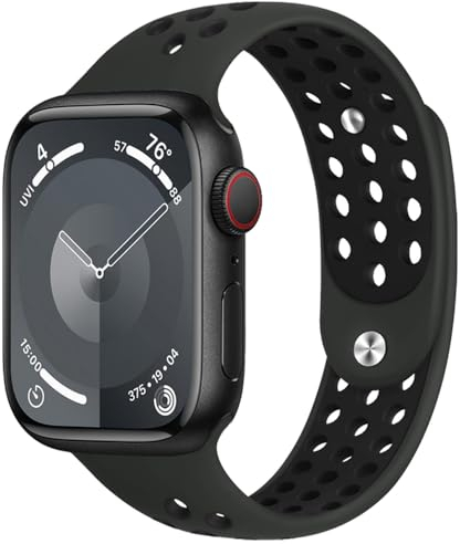 Sportarmband für Apple Watch Armband 40mm 41mm 38mm iWatch Armbänder 46mm 44mm 45mm 42mm Herren/Damen,Weiches Atmungsaktiv Silikon Band für Apfelband Series 10 9 8 7 6 5 4 3 Se Ultra/2 49mm Nike+