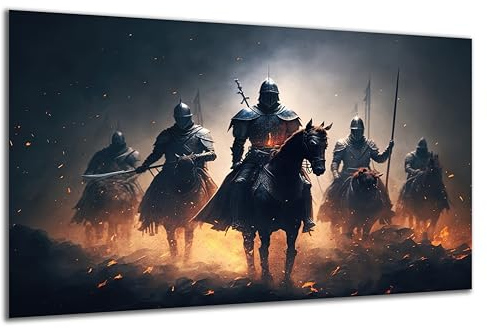 DARO Design - Wand-Bild auf 6mm HDF 84x56 cm Ritter auf Pferden - Wand-Deko Bilder Geschenk