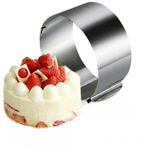 ANJIAOSHOU 20 cm verstellbarer extra hoher Kuchenring, Edelstahl, verstellbare runde Kuchenringform, Kuchenring mit Präzisionsskala innen, 15,2 bis 30,5 cm Backformen