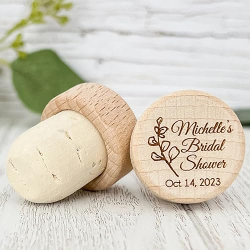 TER Lot de 20 bouchons de bouteille de vin personnalisés en bois gravé au laser pour mariage, fête prénatale, fête