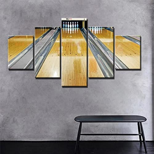 5-Teiliges Leinwandbild, Bowling Poster, Gemälde Auf Leinwand, Wandkunst Für Zuhause, Wanddekoration, 100 X 50 Cm / 39,37 X 19,68 Zoll Schlafzimmerbürohotelwandkunstfoto -2M9N/L4P4-3B1N/V3N0-6Q2H-X8C8