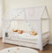 ALAVYA HOME® Betthimmel DEKO Set für HAUSBETT 3-TLG Set 2 x Betthimmel Länge: 340cm, Breite: 150cm und 1 x Groß Pompomkette Dekoset aus 100% Polyester GOTS Zertifiziert für Kinder - Weiß
