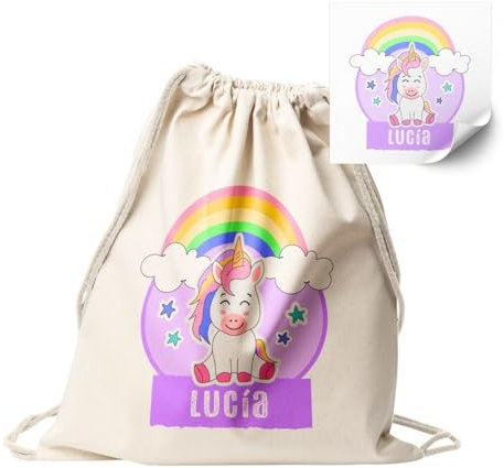 DEREGALOOS Mochila saco personalizada. Mochila de cuerdas personalizada infantil para la Vuelta al cole o guardería. Mochila saco personalizada. Mochilas infantiles personalizadas