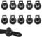 10Pcs Cord Locks Spring Toggles Stoppers, Ball Shape Plastic Toggles for Drawstrings, Black Single Hole Spring Cord Locks Rope Stop Lock-22x17x8mm (LxWxHole Diameter)