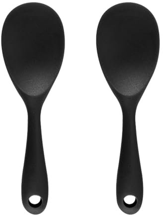 2 Pieces Silicone Cooking Spoon, Large Round Head Rice Spoon, Non-Stick Rice Cooker Rice Spoon, Salad Spoon, Long Handle Table Spoon, Kitchen Utensils