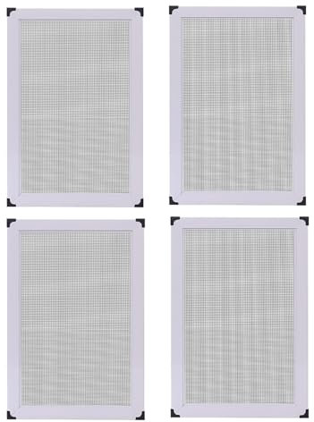 Fliegenschutz Alurahmen Mückengitter 4er-Pack vorgerahmte horizontale Schiebefensternetz-Ersatzteile, abnehmbare Fenstergitter mit Aluminiumrahmen, individuelle Fenstergitter für Balkon, Küche, Schlaf