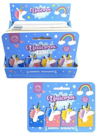 Set mit 4 magnetischen Lesezeichen in Einhorn-Form – Rosa, Hellblau, Gelb und Lila – nützliches Geschenk für Kinder und Mädchen