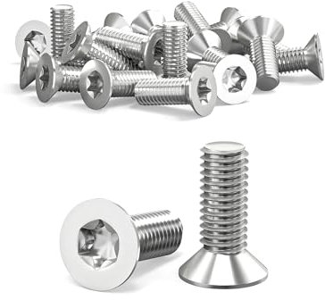 ORTAVA 20 Stück Senkkopfschrauben M6 x 16 mm, M6 Senkkopfschrauben Torx Edelstahl 304, Senkkopfschraube mit Innensechsrund/Torx (ISR/TX) nach Norm ISO 14581 / DIN 965, für Maschinen, Geräte und Möbel