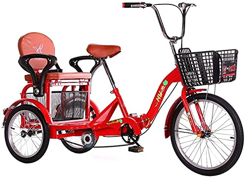 Lastdreirad für Erwachsene, Cross-Bikes mit 3 Rädern, Dreirad für Erwachsene, 20 Zoll, Doppelbremse mit drei Rädern, mit großem Korb für Einkäufe auf Reisen