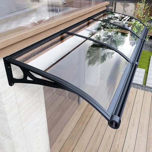 Vordach für Haustür Türeingang, Fenstertürmarkisen außen mit Aluminiumhalterung aus Polycarbonatplatte, Türmarkise für Terrasse, Balkon, Veranda, UV-Schutz vor Regen und Schnee, Transparent 60x180cm