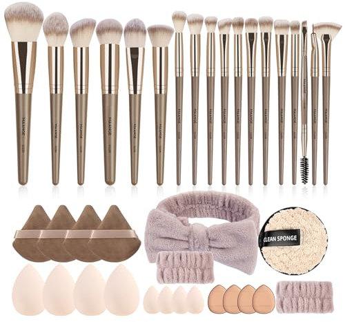 MAANGE Lot de 38 pinceaux de maquillage synthétiques de qualité supérieure - Outils de maquillage professionnels (champagne)