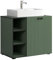 trendteam smart living - PureBliss - Waschbeckenunterschrank - Grün - Rillenoptik - 3 offene Fächer + 1 Einlegeboden + 60cm Aufsatzwaschbecken - (BxHxT) 90 x 91 x 53cm - edle Metallgriffe