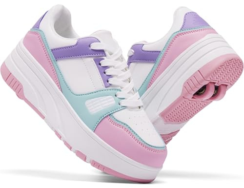 ANEFUN Roller Skate Shoes for Kids Girls Boys Detachable Wheeled Fashion Sneakers