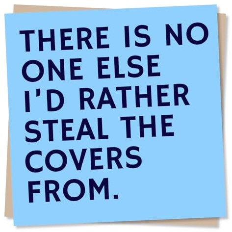 Funny Birthday or Anniversary Card for Wife, Husband - Steal Covers | for Boyfriend, Girlfriend, Partner, Fiance, Him, Her, Soulmate - Sky Blue, Navy, Bold - Blank Inside, with Envelope