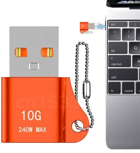 Adaptateur USB C O-T-G - Convertisseur de chaîne de clés de charge rapide 240W, de données de 10 Gbit/s/Gb Convertisseur USB compact à type C, connecteur en alliage en aluminium durablee