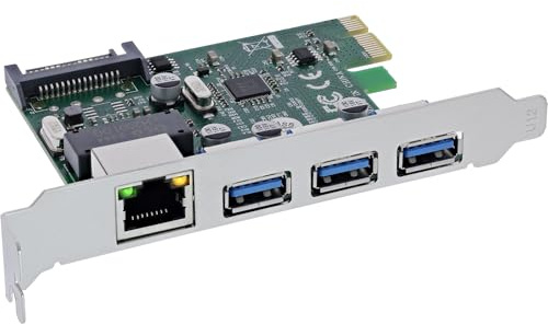 InLine Combokarte Gigabit Netzwerk und USB 3.2 Gen.1, 1x RJ45, 3X USB-A, PCIe x1, 51125R