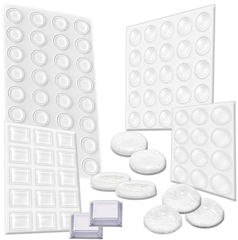 Pies de Goma Adhesivos |Pack DE 107|✮GARANTÍA DE por Vida✮- Almohadillas Antirayaduras para Muebles, Armarios, Cajones, Puertas, Sillas y Mesas - Protector de Plástico para Suelos de Madera, Metal