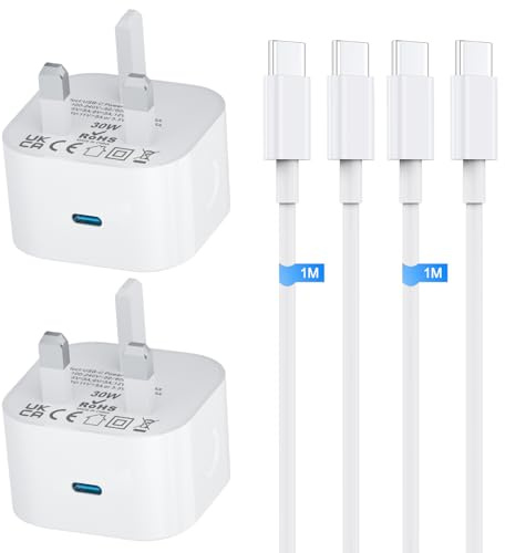 iPhone 17 Charger, 2Pack 30W i Phone 16 USB C Fast Charger Cable 1M and Plug USBC Charge for iPhone Apple 17 Pro Max/17 Air/16e/16 Plus/16 Pro Max/15 Series, 1M New Type C to C Charging Lead and Head
