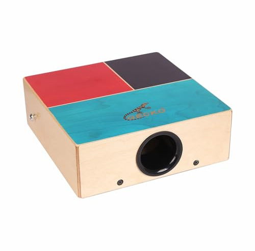 Cajon Trommel aus Holz - Tragbare Flache Handtrommel mit Verstellbarem Gurt - Kasten Schlaginstrument für Einsteiger, Reisen & Partys