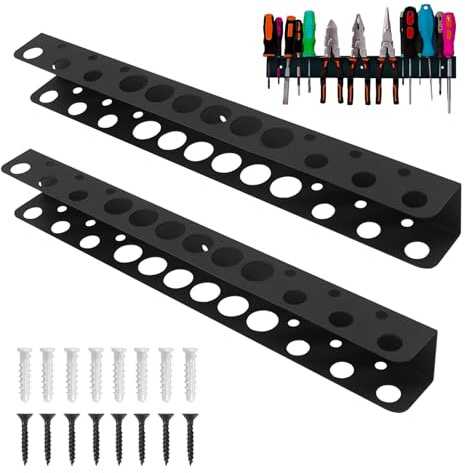 Zyluniy Organizer per Cacciaviti, 2 pezzi Organizzatore per chiavi a pappagallo, Cacciaviti Organizer da Parete, Portacacciaviti e pinze per garage (Nero)