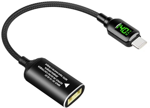 GELRHONR PD 140W Square Tip Female to USB C Male Power Charging Cable with LED Display For Laptop, Phones, Tablet