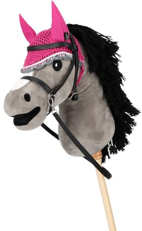 QHP Hobby Horse Ohrenhaube - Fliegenhaube für Steckenpferd - Fuchsia