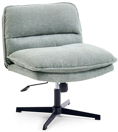 hjh LIVING Bürostuhl ohne Armlehnen, breiter Schneidersitz Stuhl mit gepolsterter Sitzfläche, ergonomischer Criss Cross Chair für Home Office, Wohnzimmer (Salbei Grün)