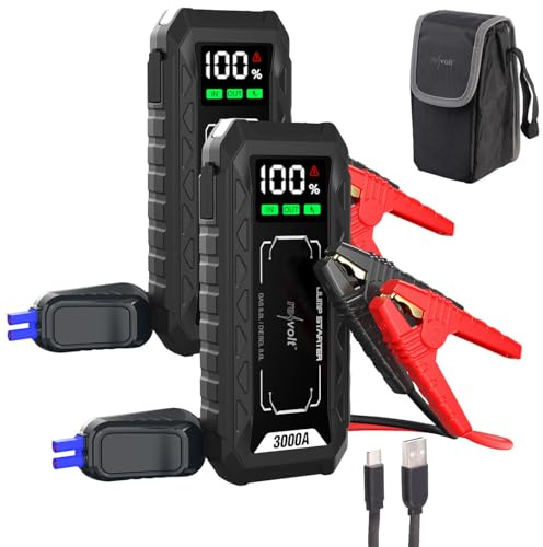 revolt Powerbank-Pkw-Starthilfe: 2er-Set 3in1-Kfz-Starthilfe & Powerbank 20 Ah, 3.000 A, 60 W PD, QDSP (Autobatterie, Batterie, Auto)