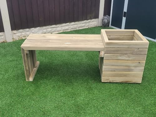 Premium Garden Wooden Bench With Planter