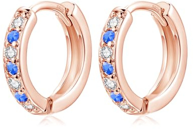 Kamise Orecchini a cerchio in argento 925 da ragazza, ipoallergenici, in argento 925, da donna, per dormire, cartilagine, piccoli orecchini a cerchio con bianco/acquamarina/fucsia/rosa/viola/zaffiro