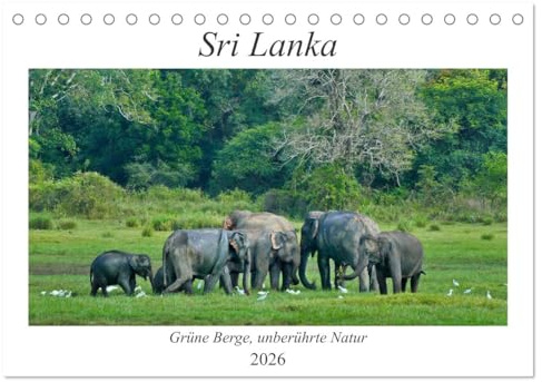 Sri Lanka, Grüne Berge - unberührte Natur (Tischkalender 2026 DIN A5 quer), CALVENDO Monatskalender: Sri Lanka, unberührte Natur, exotische Tempel, grüne Berge, wilde Elefanten (CALVENDO Orte)