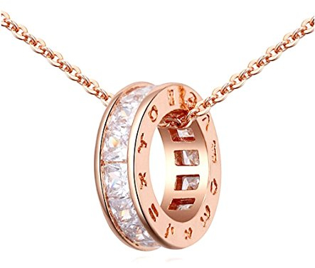 Crystalline Azuria Femme Collier avec Pendentif 18ct Plaqué Or Rosé avec Cristaux Blancs en Zircone Signes du Zodiaque
