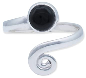 Ring 925 Silber Onyx schwarzer Stein größenverstellbar Edelstein echt Silber Damen Sterling Silber Geschenk (MRV-102-03)