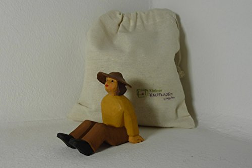 Lotte Sievers-Hahn Hirte mit Leder-Hut sitzend Baumwollbeutel Krippenfigur