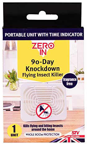 Zero In 90-Day Knockdown Flying Insect Killer Portable Bug Killer Cassette Controls Flies, Fungus Gnats, Fruit Flies, Mosquitos and Bugs - with Built in Date Reminder, White