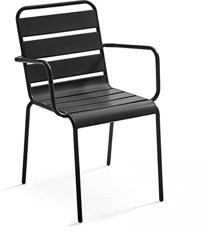 Oviala Palavas Gartensessel, Relaxsessel, Armlehne, Metall, Anthrazitgrau