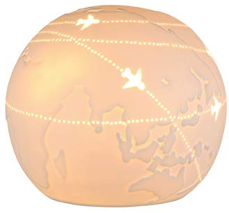 GILDE Tisch Leuchte Tischlampe Dekolampe Weltkugel - Porzellan- Dekoration in weiß D 18 cm
