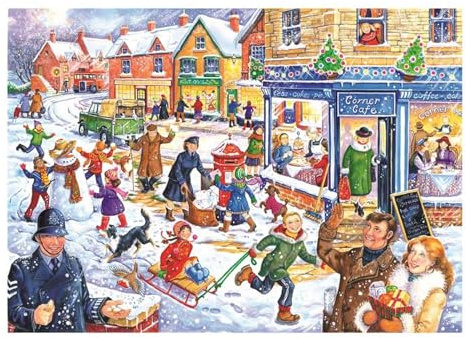 The House of Puzzles Out in the Snow, Big 250 Piece Jigsaw | Extra Large Pieces, Artist Illustrated, Scenic Landscape, Deluxe Puzzle Gift for Adults & Kids