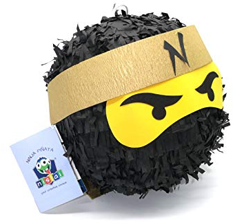 Ninja Pinata - Ideal für die Ninja Party - Geschenk für Geburtstag - Farbe zur Auswahl: Grün, Schwarz, Blau, Rot (Schwarz)